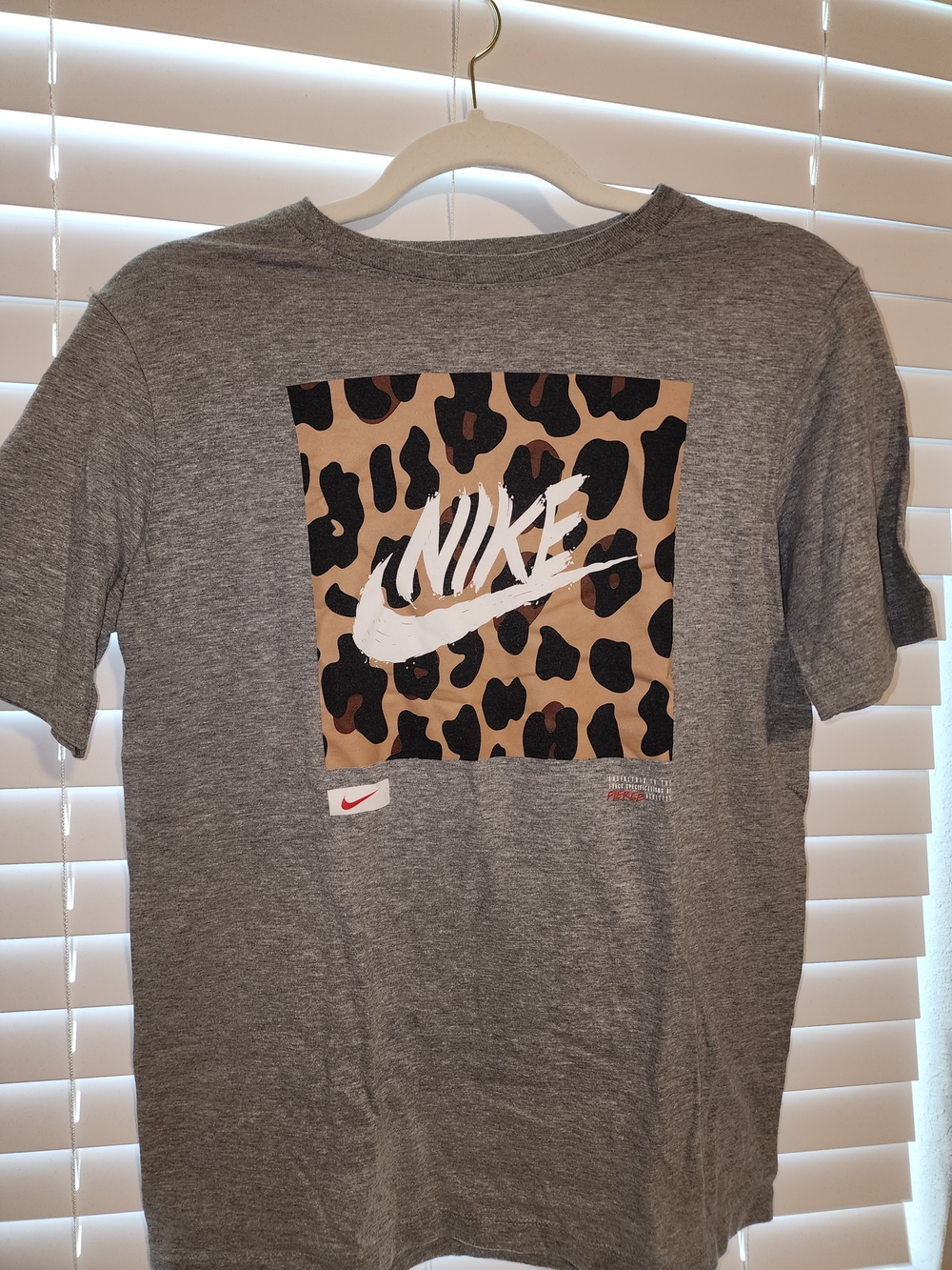 Nike Kids' Grey Leopard Logo T-Shirt
